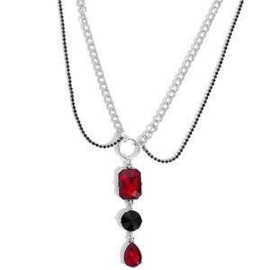 Elegant Silver and Red Necklace
